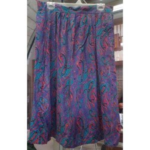 Skirt Paisley Boho Women's SZ 18 100% Rayon Purple Green Orange
